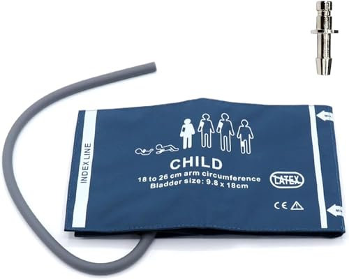 Universelle NIBP-Manschette mit BP12-Anschluss für Kinder, 18–26 cm, wiederverwendbare Einzelschlauch-PU-Ersatz-BP-Manschette mit Innenairbag für Blutdruckmessgerät
