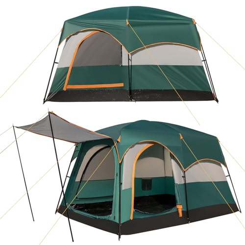 GOPLUS Campingzelt wasserdicht für 4-6 Personen, Tunnelzelt groß mit 3 Eingängen & Vorzelt, Kuppelzelt Gruppenzelt Familienzelt, tragbar mit Packtasche, Zelt Outdoor für Reise Trekking Camping