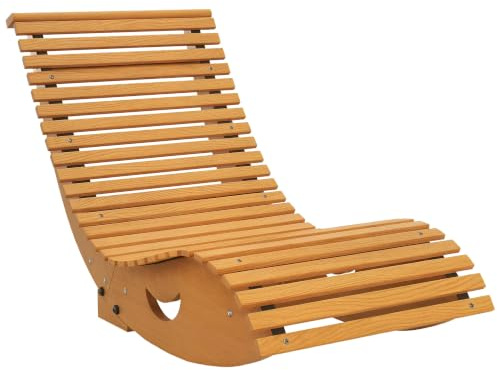 Outsunny Garden Rocking Chair Slatted Seat High Back Outdoor Light Brown | Wooden, S Shape, Patio Rocker Chair, for Balcony, Garden