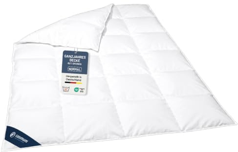 casimum Ganzjahres Daunendecke 200x220 cm, Ganzjahresdecke, 60% Daunen | 1010g Füllgewicht, DOWNPASS, Made in Germany, für Allergiker, OEKO-TEX, Bezug 100 % Baumwolle, Kassettendecke