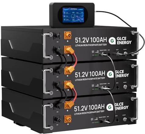 [Modèle amélioré 2024] GLCE Energy Batterie au Lithium LiFePO4 51.2V 300Ah, Grand écran LCD, BMS Intelligent 100 A intégré, Batterie pour Camping-Car, Solaire, Stockage d'énergie Domestique