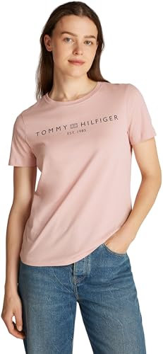 Tommy Hilfiger T-Shirt Maniche Corte Donna Scollo Rotondo, Rosa (Foggy Pink), XXS