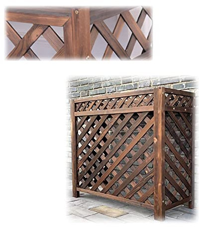 Generisch Lamellen-Klimaanlagenabdeckung, Holzgitter-Blumenständer zum Verstecken der Außenklimaanlage mit Blumentrog, Dekoration, Lagerregal, wetterbeständiges Präsentationsregal, Anti-Fall
