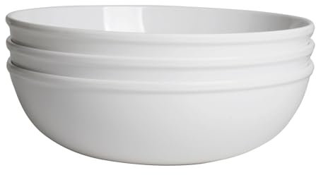 M&B GWPP Melamine Large Serving bowls, Salad Bowls for Popcorn, Soup, Pasta, Pho, Snack - Mixing Bowls for Entertaining and Kitchen (White)