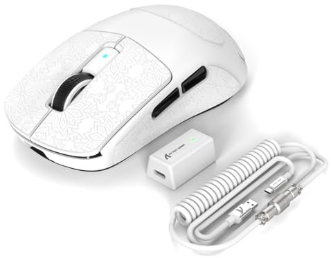 EWEADN x ATTACK SHARK R6 LIGHTSPEED Wireless Gaming Mouse, 39G Ultralight Design, HyperSpeed with 8K Hz, PAW3950 Sensor, Nordic52840, 42K DPI for E-sports Game, Tri-Mode Programmable Mice - WhitePro