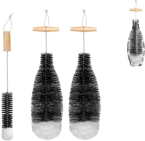 Flaschenbürste, Flaschenbürste kompatibel mit Glasflasche,kratzerfreier Flaschenreiniger Bürste für Glaskaraffe/Trinkflaschen/Babyflaschen,Reinigung Soda Reinigungsbürste flaschenbürste baby（2pcs）