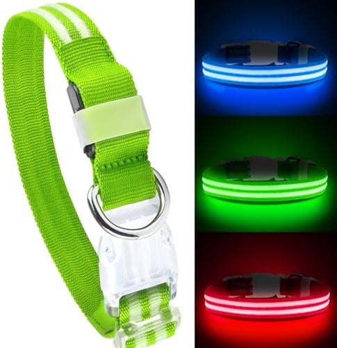 Feycig Leuchthalsband Hund USB Aufladbar - LED Hundehalsband Leuchtend Wasserdicht Leuchtendes Hunde Halsband Einstellbare für Kleine Mittlere Große Hunde, 3 Modi