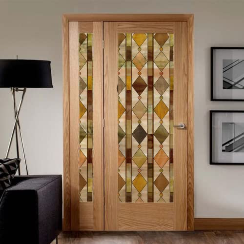Neukids Farbig Geometric Muster Türaufkleber,Elektrostatische Adsorption Beidseitiger Druck Buntglas Türen Fensterfolie,Innentür dekorative Kunst Glastür Aufkleber,2 Bände 40x200cm