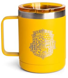 Smartshake Bohtal Insulated Coffee Mug 12 oz, Double Wall Vacuum Insulated Mug with Lid, Leakproof BPA-Free Stainless Steel Coffee Cup, Travel Mug for Hot & Cold Beverages (Hufflepuff)