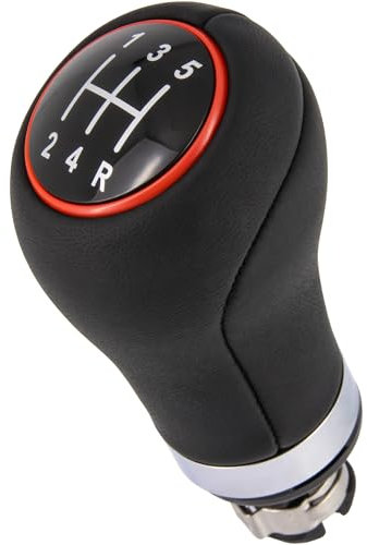 Recambo Schaltknauf 5 Gang passend für VW Golf IV, Typ 1J, 1997-2006, Plug & Play, Auto Schalthebel, schwarz - rot