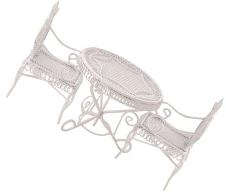Vaguelly Miniature Table Chair Set Wrought Iron Dollhouse Accessory Mini Furniture for Garden Dec