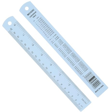 PATIKIL 20 cm Metall-Lineal, 2 Stück, Aluminium-Legierung, Lineale mit Zentimetern, Millimetern, Zoll und Umrechnungstabelle, Lineal mit gerader Kante für Schreibmaschinen, Zeichnen, Blau