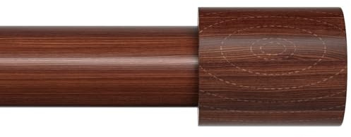 PeSenp Gardinenstange in Holzoptik, 89–396 cm, 25 mm Durchmesser, ausziehbare Gardinenstange aus Metall mit brauner Holzmaserung, Holzvorhangstange für Fenster oder Tür