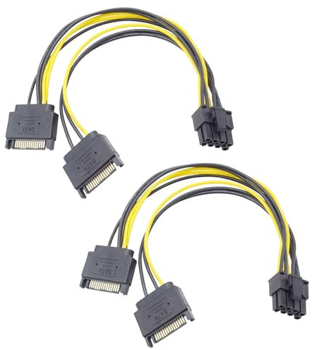 ELFJMZP Adaptador Dual SATA de 15 pines a ATX de 8 pines (6+2), cable de alimentación GPU de 8,7 pulgadas (2 unidades)
