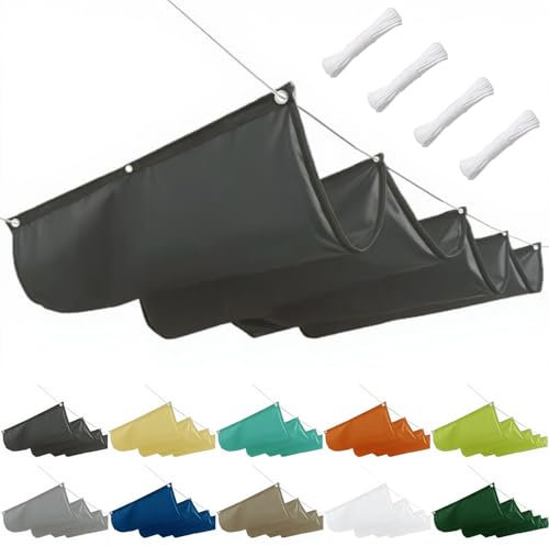 Einziehbare Welle Sonnensegel, Pergola-Markise –Maßanpassbare Verstellbare Innenmarkise zur Beschattung mit Zugseil | Für Terrassenüberdachung, Pavillon, Terrasse & Garten 0.6x2M, Anthrazit