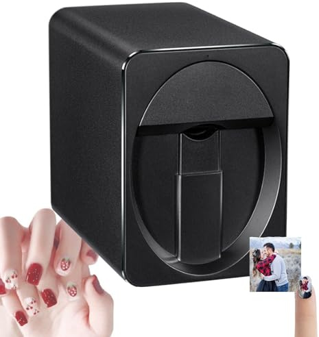 Digital Mobile Nail Art Printer,Intelligent 3D Nail Printing Robot Nail Art Printing Machine with Metal Case Transfer Picture Nails Machine Over 1500 Pictures(Black)
