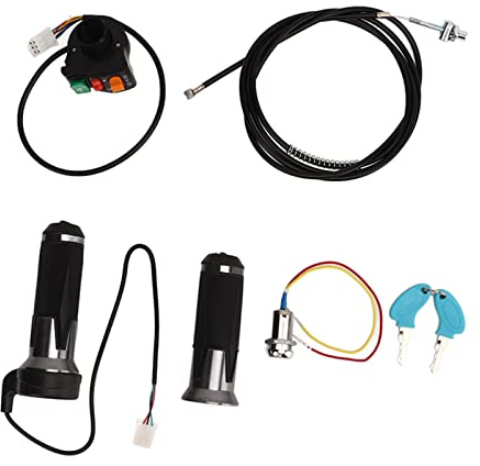 Fahrrad-Gasgriff-Set, Anti-Rutsch-Fahrrad-Trommelbremsleitung, Zündschloss-Schlüssel-Set für Elektro-Fahrrad-Roller-Motor