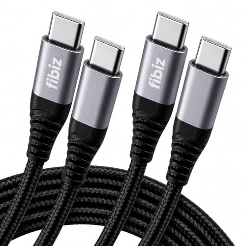 fibiz 2m 100W USB-C to USB-C Cable, 2-Pack, PD 3.0 Fast Charging Cable | PPS for Samsung Galaxy & iPhone; durable nylon-braided; for MacBook, ThinkPad & iPad; E-Marker; 480 Mbps