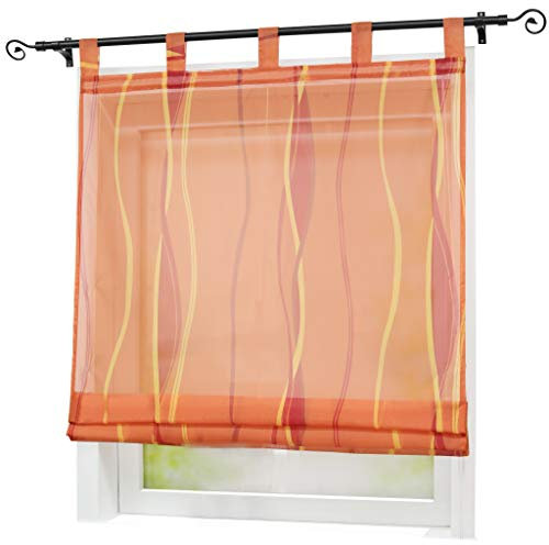 Joyswahl Voile Raffrollo halptransparenter Raffrollo mit Schlaufen mit wellenförmigen Druckdesign »Helga« Schals Fenster Vorhänge BxH 60x140cm Orange 1er Pack