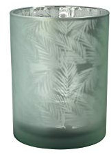 sompex Awhia Windlicht Vase Farne, Farbe:Silber-grün, Größe:10 x 10 cm (S)