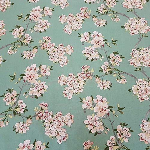 Stoff Meterware Baumwolle grün jade Apfelblüten Blüten Pflaumenblüten Dekostoff Vorhangstoff Kissenstoff Frankreich