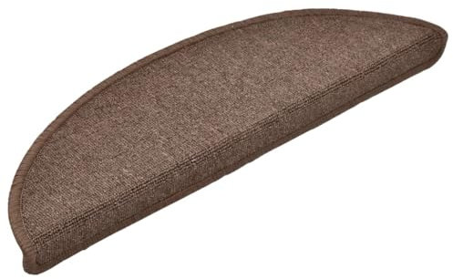 vidaXL 15x Treppenmatte Stufenmatte Stufenschoner Treppenschoner Treppenteppich Treppenschutz Matte Matten Teppich Halbrund Kaffeebraun 56x17x3 cm