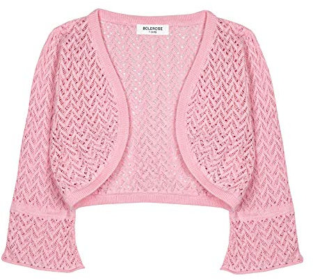 Bolerose Ragazze Manica Lunga Bolero Cardigan a Maglie Larghe Bambini (Rosa, 3-4 Anni)