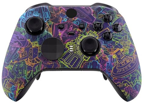 eXtremeRate Front Case für Xbox Elite Series 2-Core Controller, DIY-Ersatz Hülle&Thumbstick Accent Ring Gehäuse Zubehör für Xbox Elite Series 2 Gamepad Modell 1797-Neon Novel