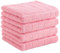 Homaxy 100% Cotton Terry Kitchen Towels(Pink, 13 x 28 inches), Checkered Designed, Soft and Super Absorbent Dish Towels, 4 Pack
