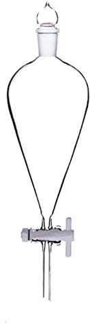 DADAKEWIN 250ml De Cristal De Decantación Embudo Forma De La Pera Con Junta De PTFE 24/40 Llave De Paso Y Tierra Del Tapón De Cristal Tubo Recto Gota Resistente Al Calor Laboratorio De Embudo Envase D