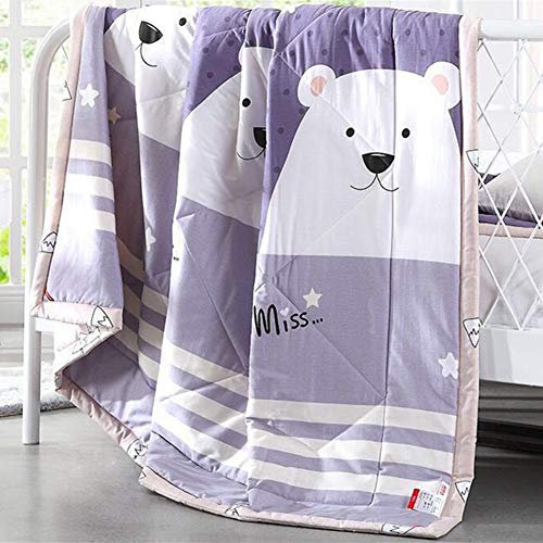 FANSU Couvre Lit Matelassé Réversible Dessus de Lit Couverture Climatisation Couette Parure de Lit Canapé l'Air Conditionné Imprimé Courtepointe (Ours,170x200cm)