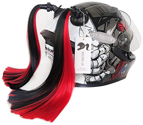 3T-SISTER Helm Zöpfe Gradient Rampe Helm Pferdeschwanz Helm Haar mit Saugnapf Haarschmuck für Motorrad Fahrrad 2 STÜCKE 14 Zoll