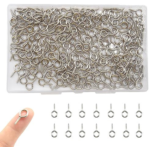 CEEYSEE 300 Pezzi Viti ad Occhiello 9 x 19mm Mini Occhi a Vite Ganci Autofilettanti, Ganci per Ciondoli, Artigianato, Bottiglie di Sughero, Creazione di gioielli fai da te (YJY2)