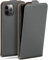 moex Flip Case für iPhone 12/12 Pro Hülle klappbar mit 360 Grad Schutz, Handyhülle mit Displayschutz, PU Leder Handytasche Lederhülle, Flip Case Cover Klapphülle, Grau