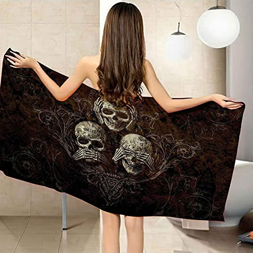 XTSEDL Badetuch groß 70x150cm Strandtuch Badetuch Schnell Trocknend Wasseraufnahme Microfiber Halloween Totenkopf Finger 3D Handtuch Kinder Jugend Erwachsene Kuscheldecke