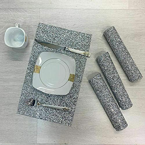 CRYSTAL CROWN ornament bling diamond gift | crystallized diamante romany dining table mat place tableware dinner sparkly crushed diamond,place mats|crushed diamond display | present, home decor