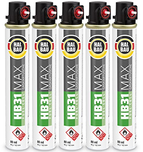 Lot de 5 cartouches de gaz 165 mm, 80 ml, Fuel Cell, gaz de rechange pour cloueuse, anneau rouge, gaz HB31