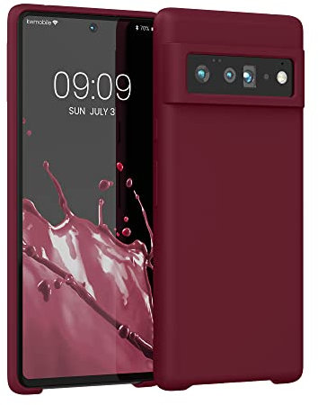 kwmobile Hülle kompatibel mit Google Pixel 6 Pro Hülle - Silikon Handy Case - Handyhülle weiche Oberfläche - kabelloses Laden - Rhabarber Rot