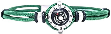 amorili - Bracciale in Corda con Bussola - Braccialetti Mare con Bussola - Bracciale Uomo Corda (Verde)