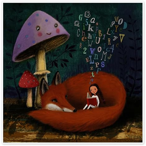 Gutenachtgeschichte Poster von Mila Marquis 30 x 30 cm Figurative Kunst Wanddeko