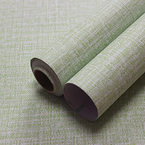 WAPANE Peel and Stick Wallpaper, 15.7 x 196.8, Grasscloth Wall Paper, Green, Cottage Style, Nature Theme, Waterproof, Stain Resistant