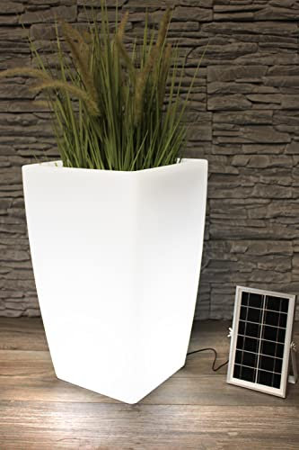 Arnusa Vaso da fiori solare 50x30 cm LED RGB vaso da fiori moderno vaso quadrato per piante lampada solare da giardino a batteria