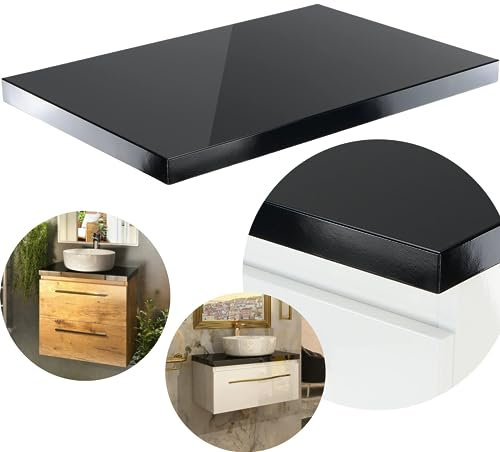 paplinskioebel Plan de Travail pour lavabo, Plan de Travail pour Meuble sous Plan de Travail lavabo, Salle de Bain, Plan de Travail Universel (Dessus Noir Uniquement, 80 cm)