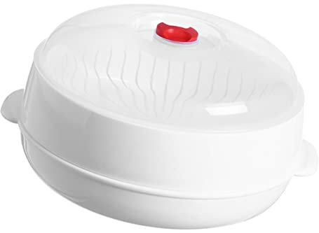 KICHOUSE Cuiseur Vapeur Micro-Ondes avec Couvercle Ventilé pour Riz Poisson Et Dumplings Pratique Et Résistant Aux Hautes Températures