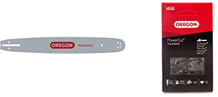 Oregon 188SFHD009 Espada para Motosierra, 3/8”, 1.5mm, 45 cm de uso, 52 cm total & Cadena de Motosierra 73LPX PowerCut para Espada de 50cm -72 Eslabones – compatible con Husqvarna, Echo, Makita