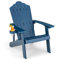 COSTWAY Adirondack Sedia da Giardino con Portabicchieri, Poltrona Esterno Resistente alle Intemperie per Patio, Giardino, Braciere, Prato e Campeggio (Marino Blu)