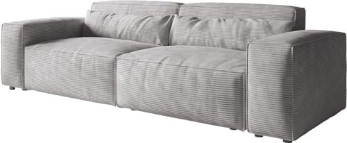DELIFE Big-Couch Sirpio XL Cord Silbergrau 270x130 cm