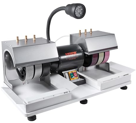 VEVOR Cabbing Machine, 6 1/4HP 1800rpm Efficient, Lapidary Rock Grinder Polisher With Lamp & Water Pump, Gem Faceting Machine, Rock Grinding Machine for Gem Jade Stone, Create Cabochons for Necklaces