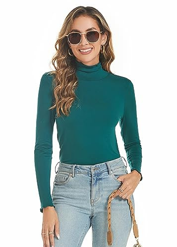 Famrrifuu Maglia Manica Lunga Donna Collo Alto Maglietta Elegante Basic Top Leggero Autunno Inverno Dolcevita T-Shirt