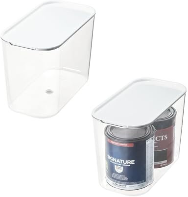 iDesign Tall Inner Storage Bin with Lid, Set of 2, The Wallspace Collection, Clear Bin
